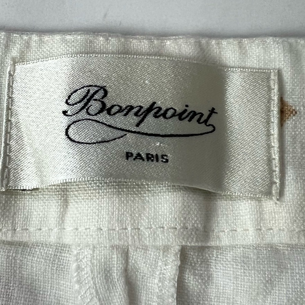 Bonpoint White Pleated 100% Linen High Waisted Shorts Size 40 US 8 Summer Sun - Picture 4 of 16